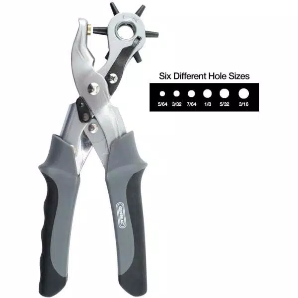 General Tools Heavy Duty Revolving Hole Punch Pliers with 6 Sizes
