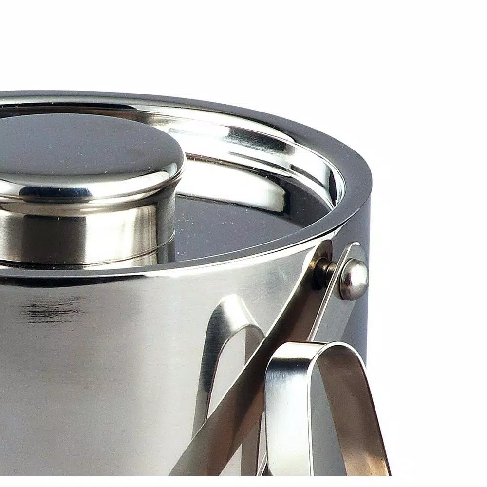 Elegance 3 Qt. Stainless Steel Double Wall Insulated Ice Bucket with Tongs