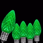 Wintergreen Lighting OptiCore C7 LED Green Faceted Christmas Light Bulbs, 25-Pack, Shatterproof Replacement Lights thumbnail 1