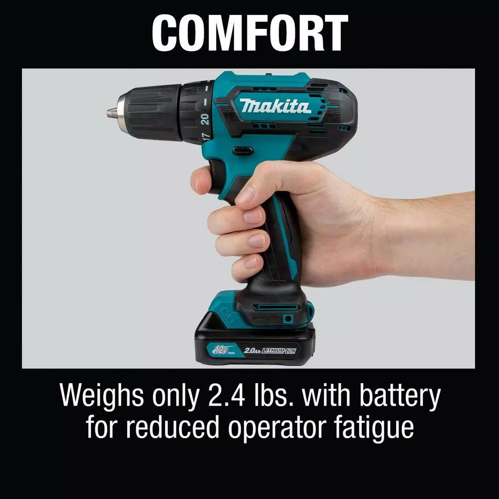 Makita 12V MAX CXT Lithium-Ion Cordless 3/8 in. Driver Drill Kit, 2.0 Ah