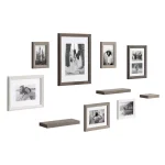 Kate and Laurel Bordeaux Rustic Farmhouse Gallery Wall Frame and Shelf Set, 10-Piece Multi/Gray Wood Collection thumbnail 1