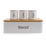 MegaChef 5-Piece Metal Kitchen Canister Set with Bamboo Lids and Bread Box thumbnail 1