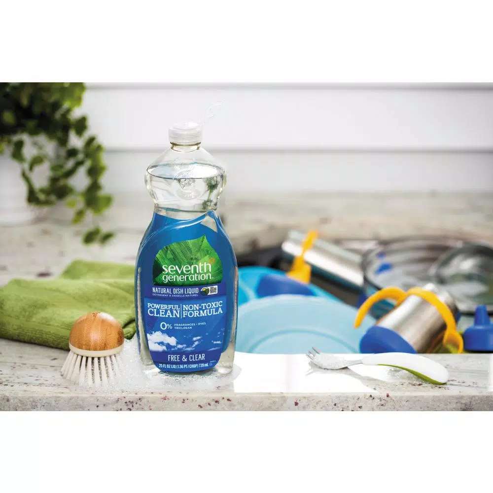 SEVENTH GENERATION Free and Clear Scent Dishwashing Liquid, 25 oz (Case of 12)