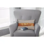 Unbranded Opulence Beige and Orange Geometric Woven Cotton Throw Pillow with Down Alternative Insert thumbnail 3