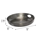 Honey-Can-Do Black Glossy Hammered Aluminum 16 in. Round Serving Tray with Handles thumbnail 6