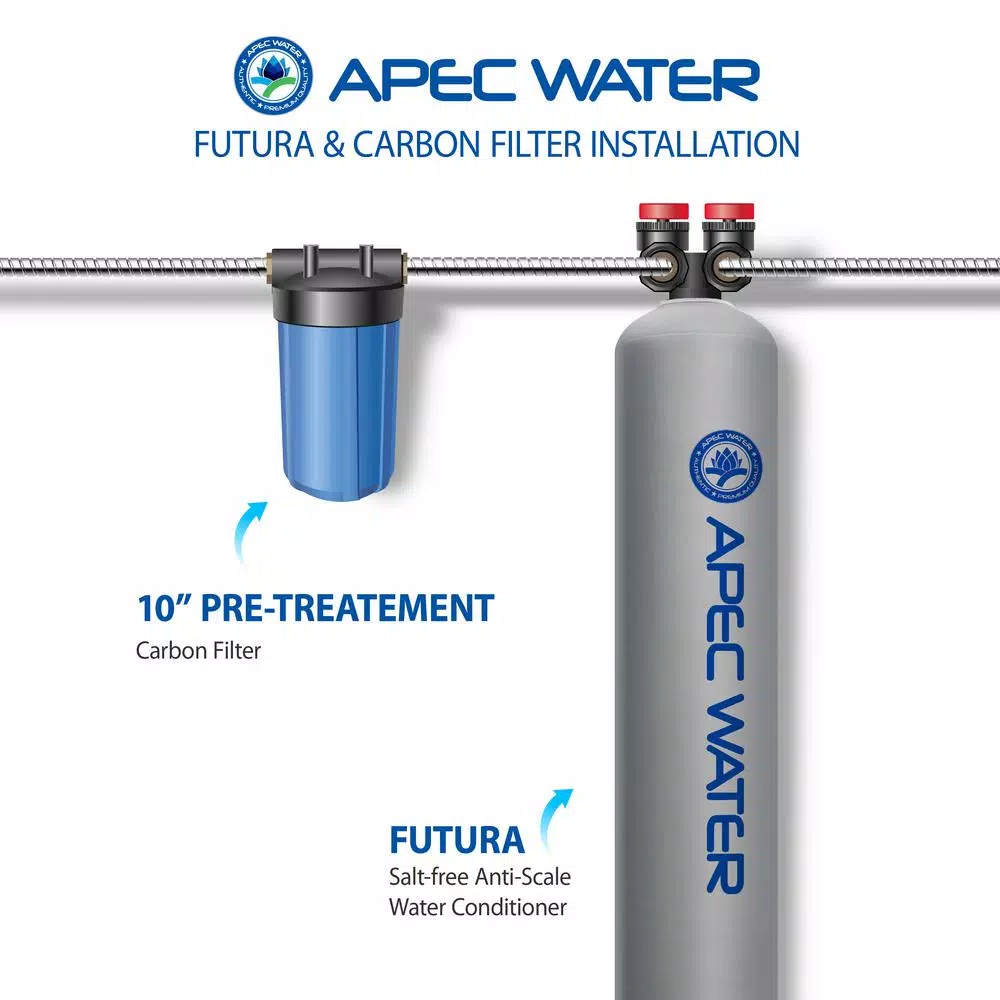 APEC Water Systems Futura 10 GPM Salt-Free Whole House Water Softener System with Pre-Filter and Protective Neoprene Coat