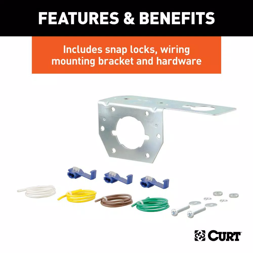 CURT 4-Way Round Trailer Connector Kit with Plug, Socket, and Hardware
