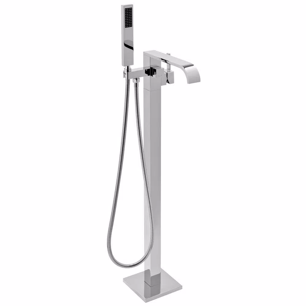 AKDY Freestanding Floor Mount Roman Tub Faucet with Hand Shower, Chrome