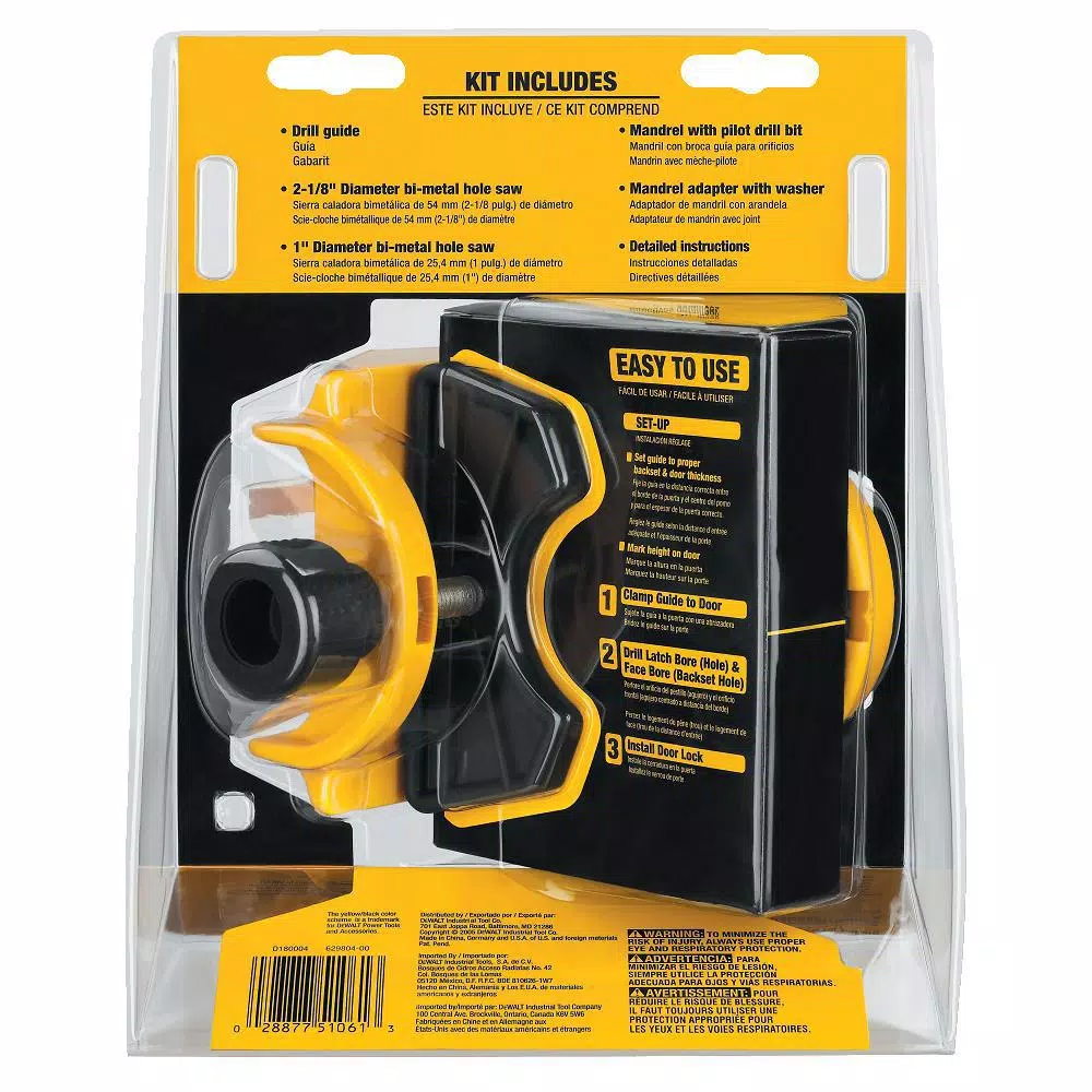 DEWALT Door Lock Installation Kit for Wood and Metal Doors
