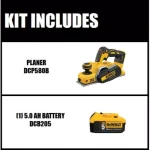 DEWALT 20V MAX XR Cordless Brushless 3-1/4 in. Planer with 5.0 Ah Battery thumbnail 2