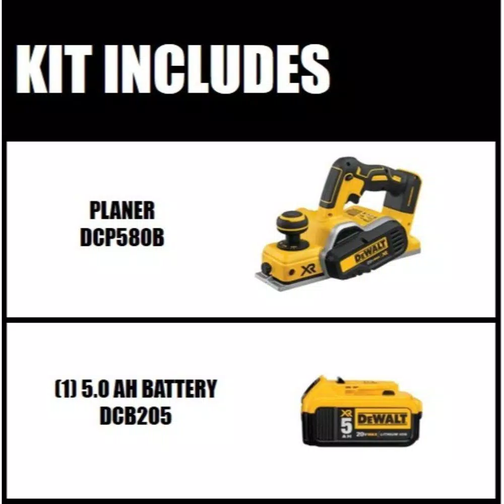 DEWALT 20V MAX XR Cordless Brushless 3-1/4 in. Planer with 5.0 Ah Battery
