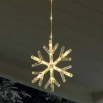 Home Accents Holiday 64 in. Snowflake Icicle Lights, 150 Warm White Micro Dot LED thumbnail 5