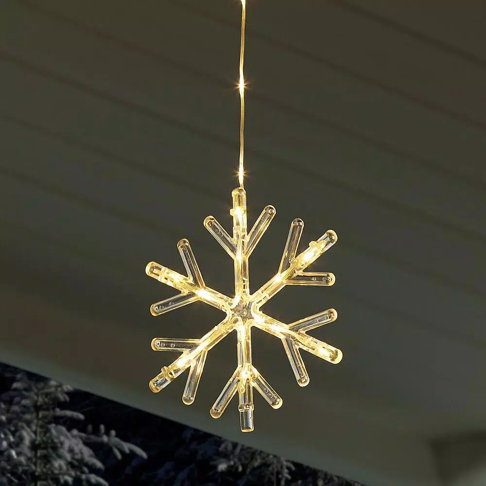Home Accents Holiday 64 in. Snowflake Icicle Lights, 150 Warm White Micro Dot LED