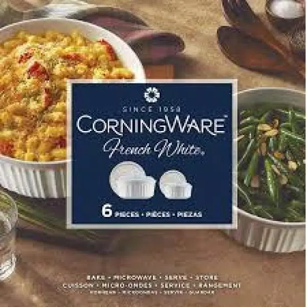 Corningware French White 6-Piece Ceramic Stoneware Bakeware Set with Lids
