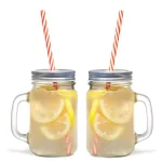 Starfrit Gourmet By Starfrit 12-Piece Glass Mason Jar Mug Set with Lids and Reusable Straws, 16 oz. thumbnail 5