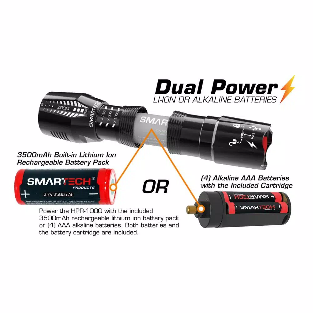 Smartech Products DuoTec HPR-1000 1000 Lumens Rechargeable LED Flashlight & 3500 mAh Power Bank