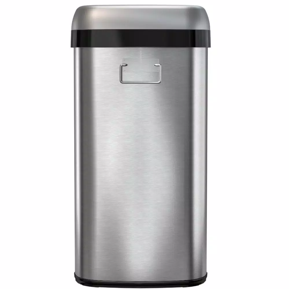 iTouchless 16 Gal. Oval Stainless Steel Open Top Commercial Trash Can with Dual Odor Filters