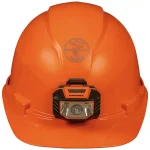 Klein Tools Orange Non-Vented Hard Hat with Integrated Headlamp and Ratchet Suspension thumbnail 7