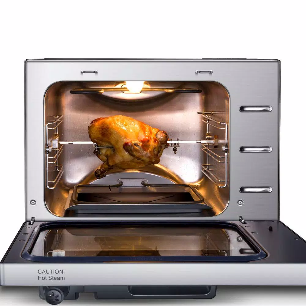 GoWISE USA 1600W 27 Qt. Stainless Steel Electric Pressure Oven with Rotisserie and 10 Programmable Presets
