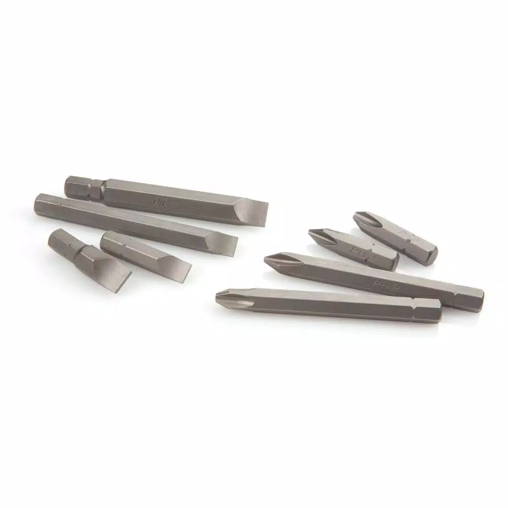 TEKTON 8-Piece Impact Screwdriver Bit Set, Chrome Vanadium Steel, 5/16 in. Hex Shank