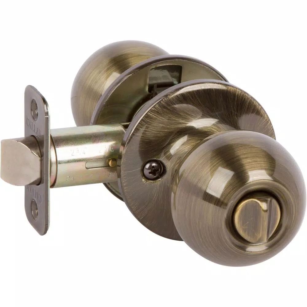 Callan Fairfield Rustic Antique Brass Round Privacy Door Knob for Bedroom and Bathroom