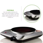 Ovente 1000W Single Hot Plate Electric Infrared Glass Cooktop Burner, 7 in., Silver thumbnail 4