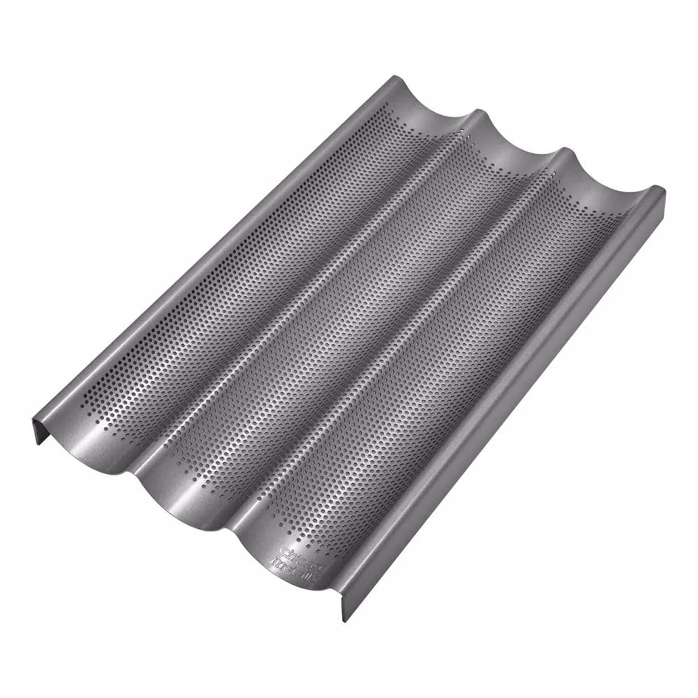 Chicago Metallic Commercial II Perforated Baguette Pan, 3-Loaf Capacity
