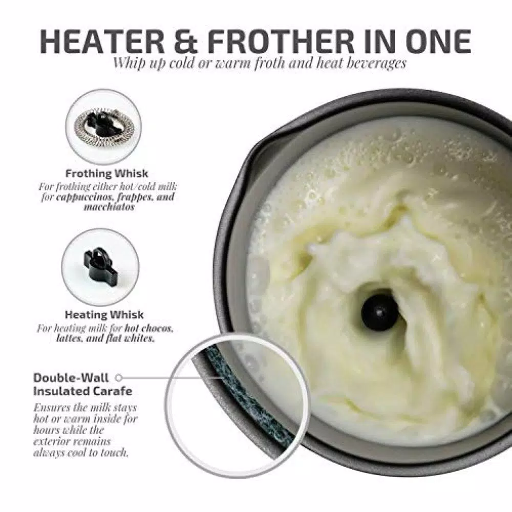 Oventes FR3608 Deluxe Electric Milk Frother and Steamer, 8 oz, Black