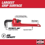 Milwaukee 12 in. Steel Pipe Wrench with Overbite Jaw Design thumbnail 2