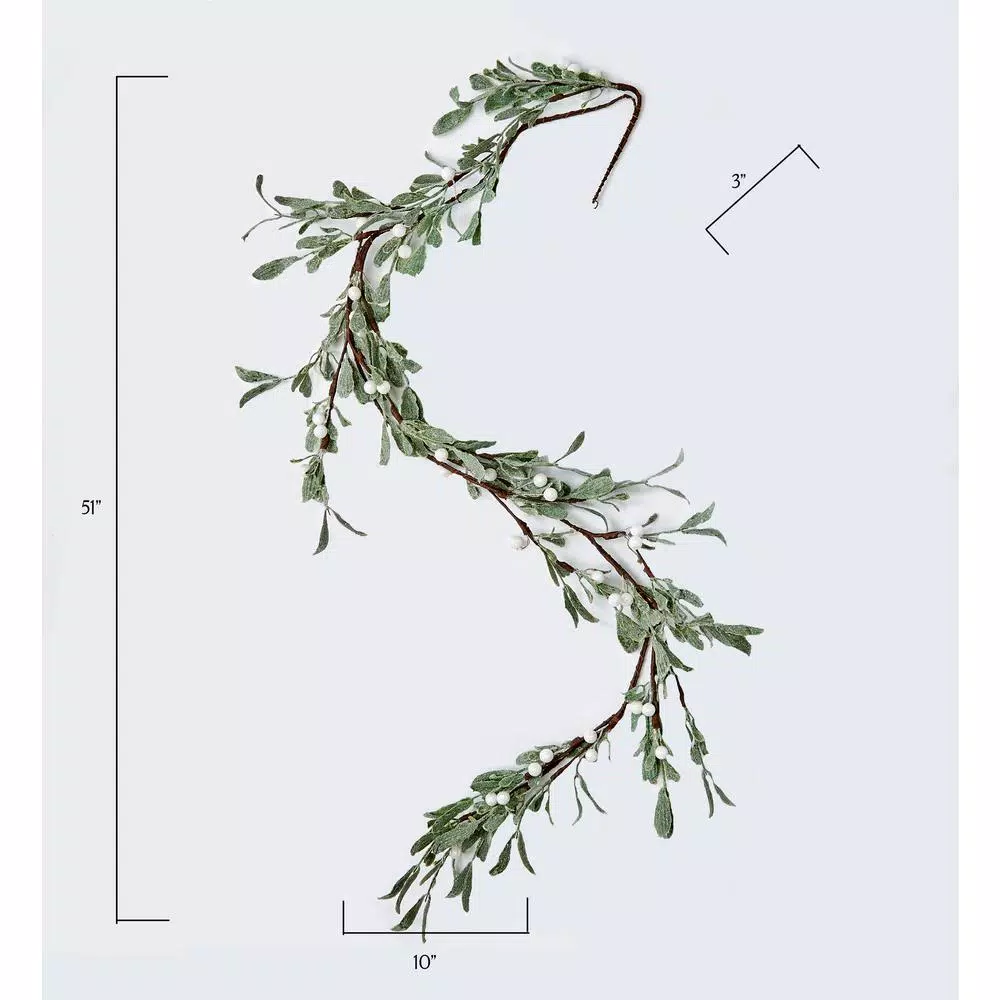 Worth Imports 4.25 ft. Green Mistletoe and White Berry Garland with Glitter