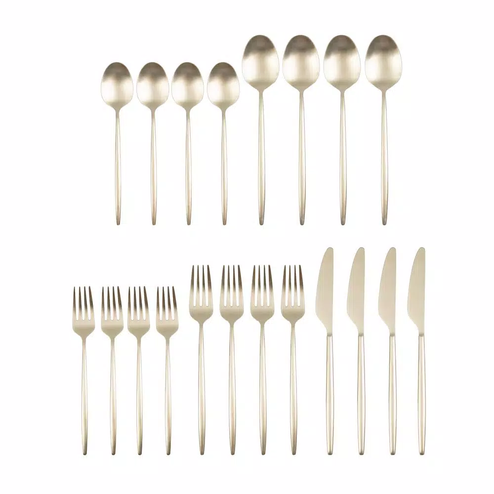 Cambridge Silversmiths Gaze Champagne Satin 20-Piece Flatware Set, Service for 4