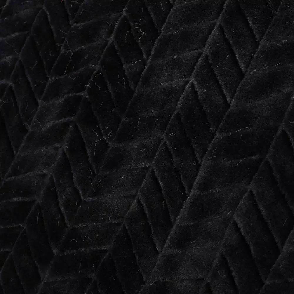 Noble House Toscana Black Faux Fur Throw Blanket, Modern Solid Pattern, 50 x 60 in.