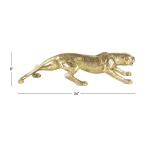 LITTON LANE 34 in. Wild Life Leopard Sculpture in Polished Gold Polystone thumbnail 7