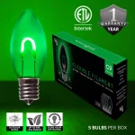Wintergreen Lighting FlexFilament C9 LED Shatterproof Green Vintage Edison Replacement Bulbs (5-Pack) thumbnail 2