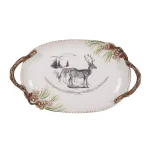 FITZ and FLOYD 20 in. Forest Frost Holiday Platter - Oval Earthenware Christmas Serving Platter thumbnail 1