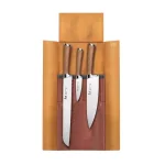 Cangshan H1 Series 4-Piece Professional Knife Set with Genuine Leather Roll and Teak Wood Handles thumbnail 1