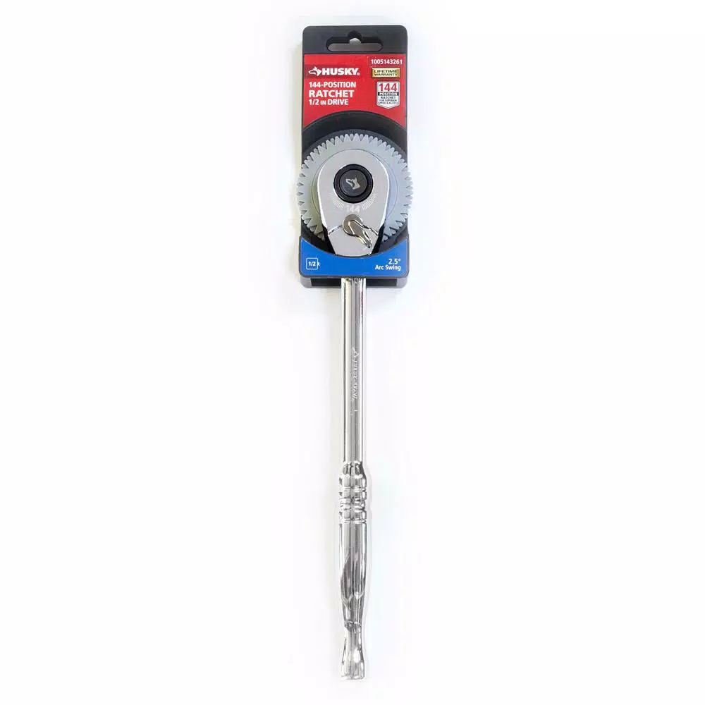 Husky 1/2 in. Drive 144-Tooth Pro Ratchet, Low Profile Teardrop Head