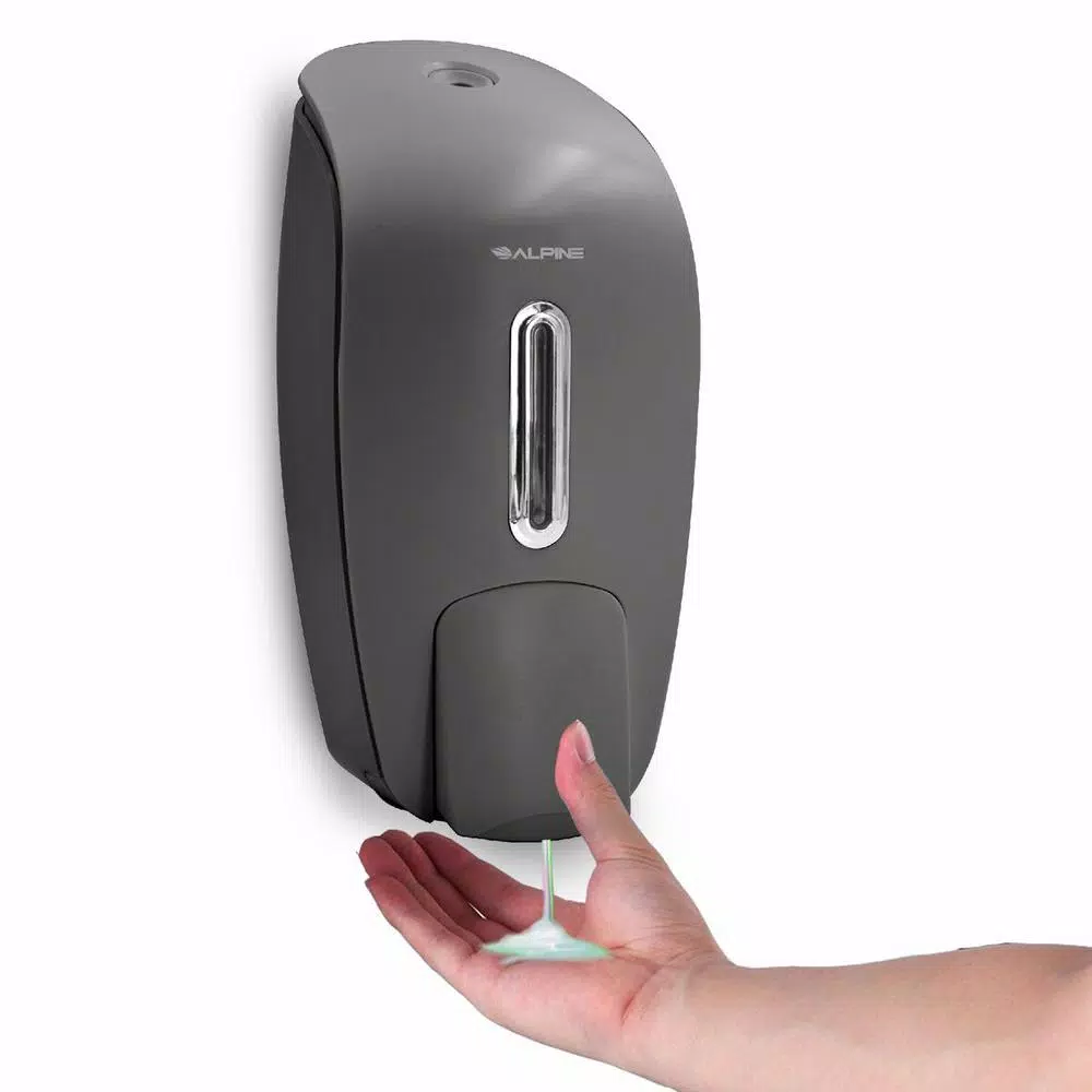 Alpine Industries 800 ml Gray Surface Mounted Liquid Soap and Hand Sanitizer Dispenser