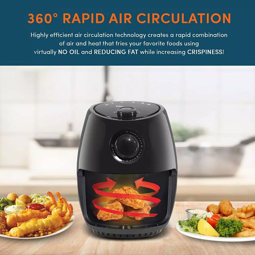 Maximatic Elite Platinum 2.1 Qt Black Air Fryer with Adjustable Timer and Temperature Control