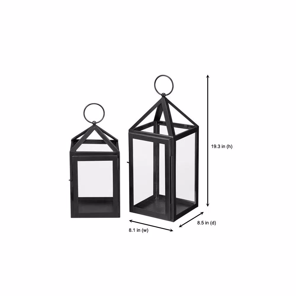 Home Decorators Collection Black Metal Candle Lanterns, Set of 2