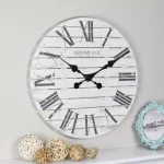 FirsTime 18 in. Shiplap White Wall Clock with Roman Numerals thumbnail 1