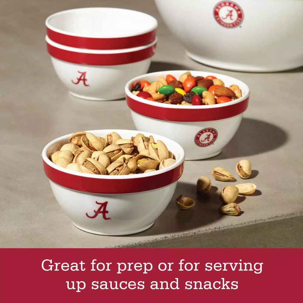College Kitchen Collection Alabama Crimson Tide 4-Piece Party Bowl Set, Crimson Red