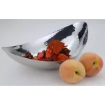 Heim Concept HEIM 15.5 in. Hammered Stainless Steel Oval Serving Bowl, Silver thumbnail 2