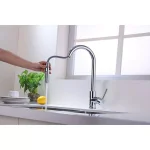 Vanity Art Chrome Single-Handle Pull-Down Kitchen Faucet with 360° Swivel Spout thumbnail 7