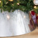 Home Accents Holiday 27 in. Galvanized Steel Christmas Tree Collar, Silver Metal Tree Stand Cover thumbnail 5