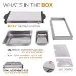 NutriChef 21.9 in. Stainless Steel Dual Plate Electric Food Warming Tray Buffet Server thumbnail 2