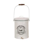 Glitzhome 13 in. Farmhouse Enamel Metal Canister with Wire Handle and Distressed Finish thumbnail 1