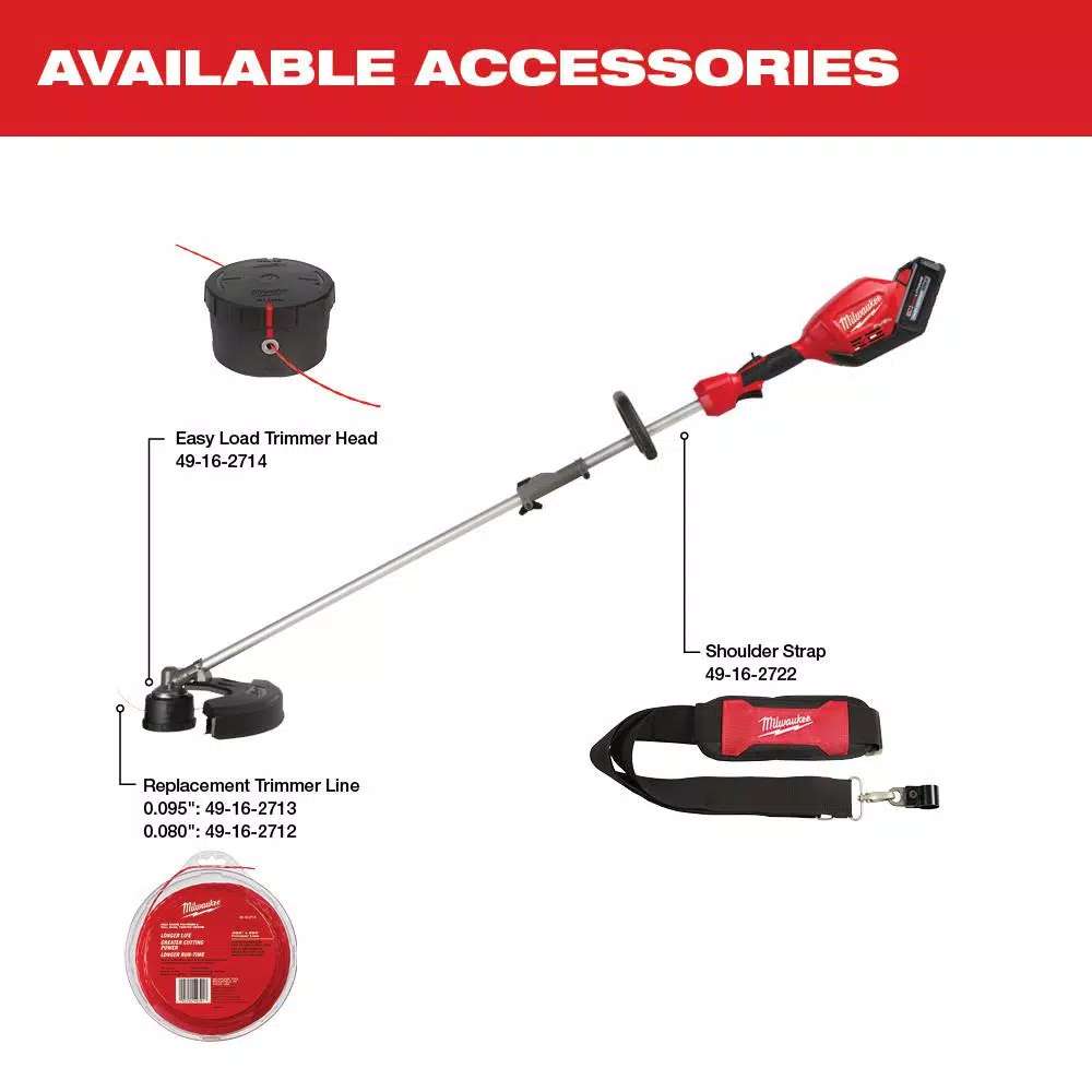 Milwaukee M18 FUEL QUIK-LOK Cordless String Trimmer Kit with (3) 8.0 Ah Batteries and Charger