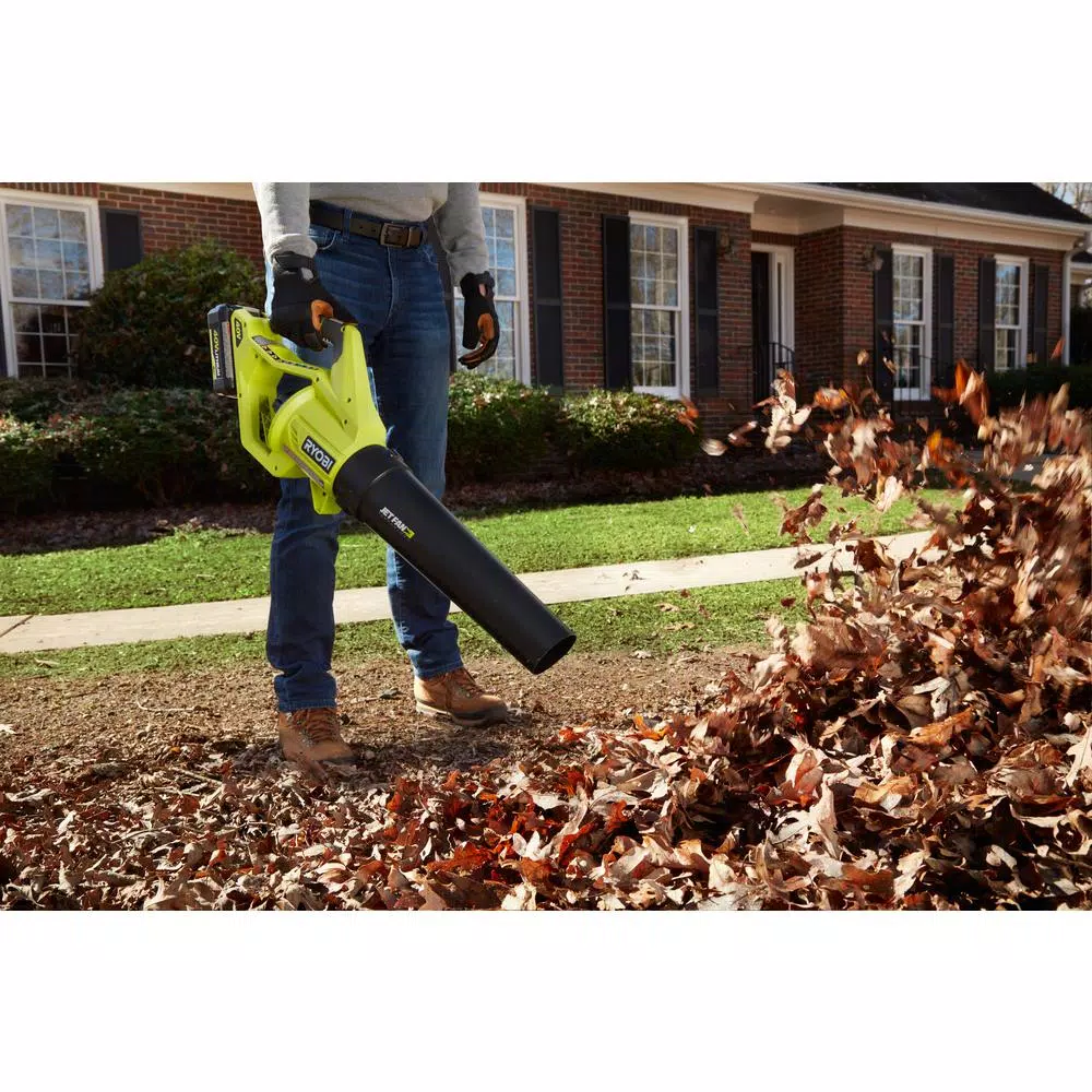 RYOBI 40V MAX Cordless Jet Fan Leaf Blower Kit, 500 CFM, 110 MPH, with 4 Ah Battery and Charger