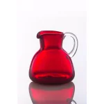 Abigails Red Bubble Glass Pitcher, 32 fl. oz. Mouth-Blown Glass with Clear Handle thumbnail 3